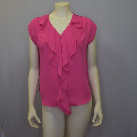 INTERNATIONAL CONCEPT RUFFLE BLOUSE  PET SM - Picture 2 of 7